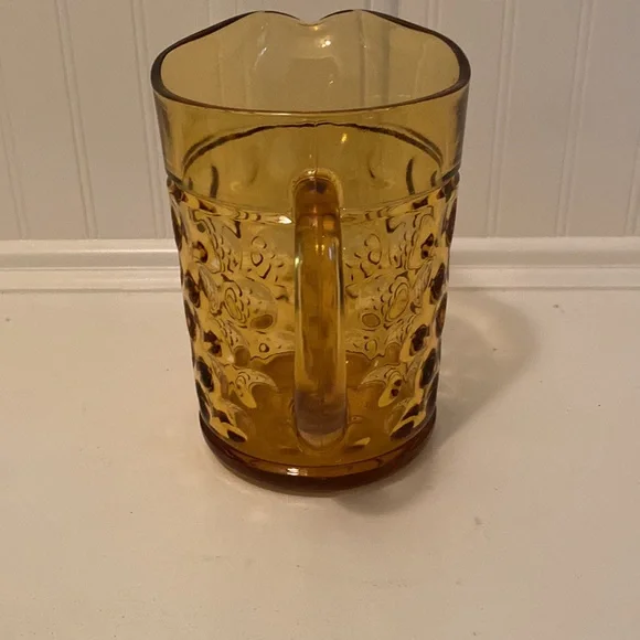 ❤️Amber Color Pitcher Vintage Mod Dots Pattern OLD - Picture 4 of 4